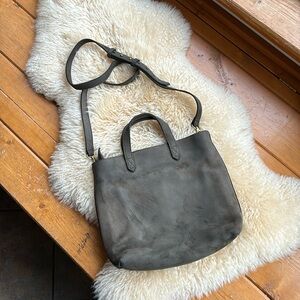 Madewell Dark Olive/Gray Leather Crossbody Tote